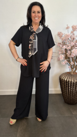 2-Delig pak met v-hals en sjaaltje Zwart