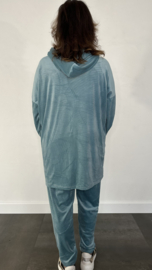 2-Delig velvet comfy pak met capuchon ocean blue +SIZE SALE