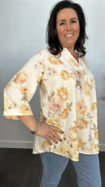 Blouse Eloise met rozen geel