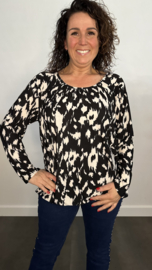 Ballon shirt met elastiek Panter zand/zwart