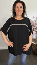 Top Nanda met glitter Zwart