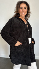 Baby rib vest met rits & capuchon +Size zwart