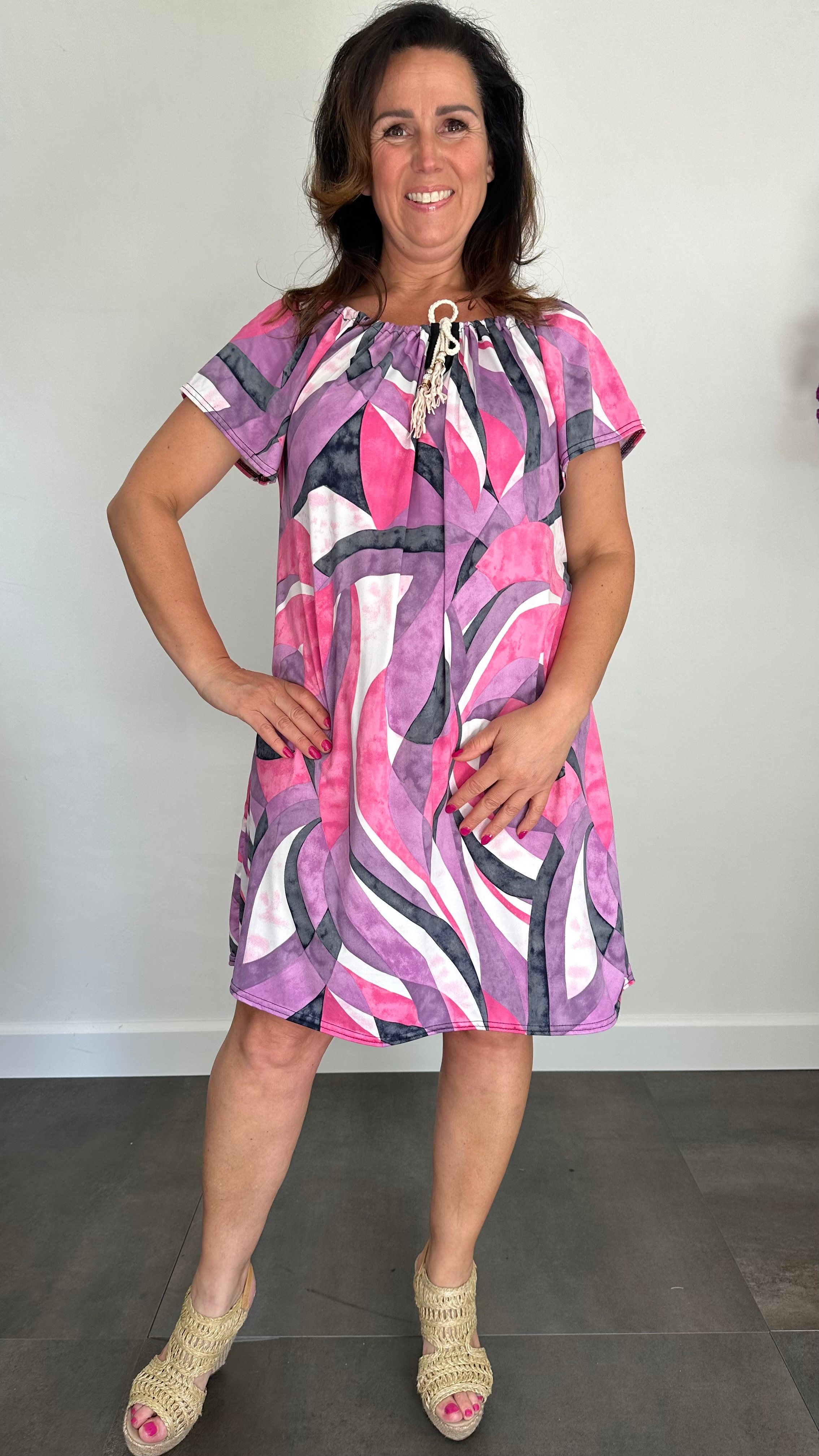 Jurk met koordje waves lila