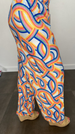 Plissé broek met wijde pijp TUBE licht blauw SALE