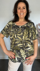 Ballon shirt met elastiek Jungle leaves army