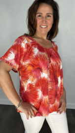 Ballon shirt met elastiek old palm rood