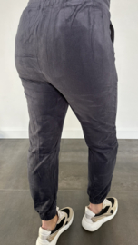 Velvet jogger met elastiek antraciet grijs SALE