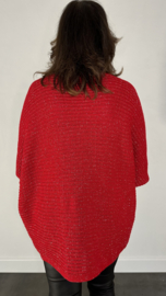 Grof gebreide trui met zilver bling rood