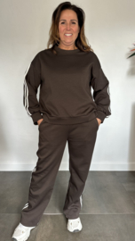 Comfy pak met dubbele bies donker bruin