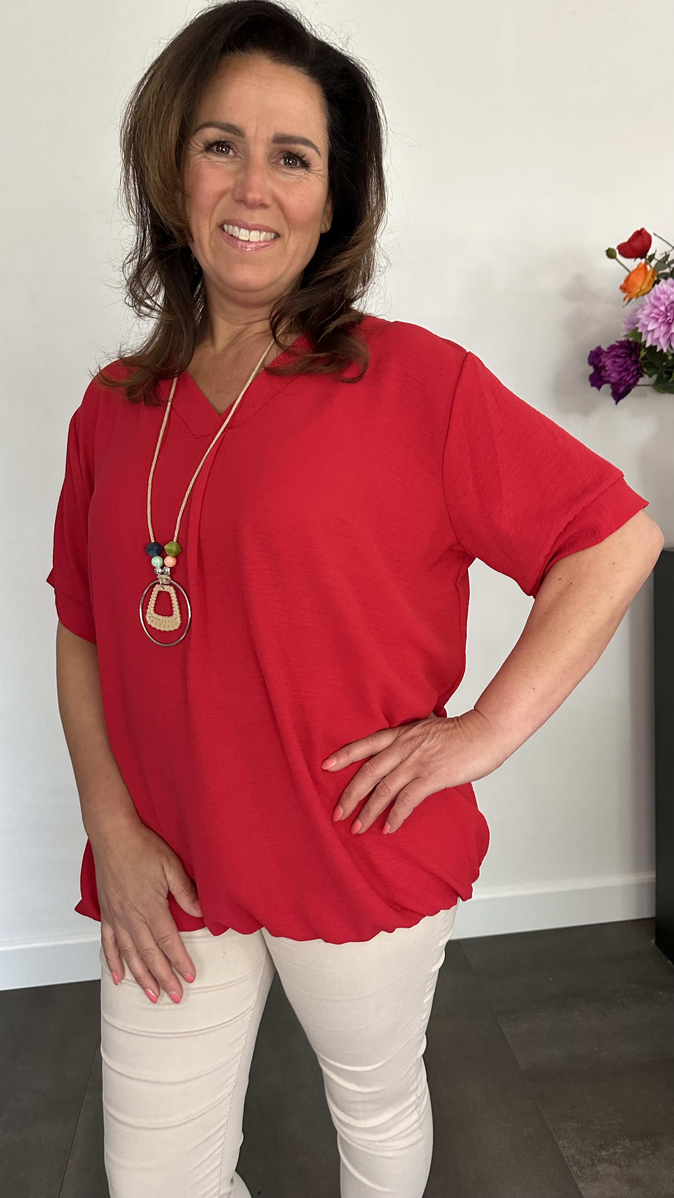 Top Maya korte mouw +SIZE Rood