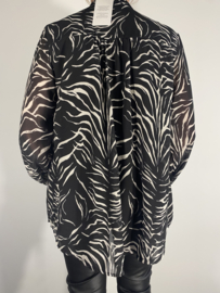 Blouse met strik New tijger zwart