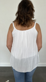 2-Laags top met gevlochten schouderbandjes wit