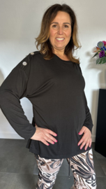 Ribbel shirt met knopen zwart