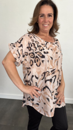 Panter shirt met ruche camel