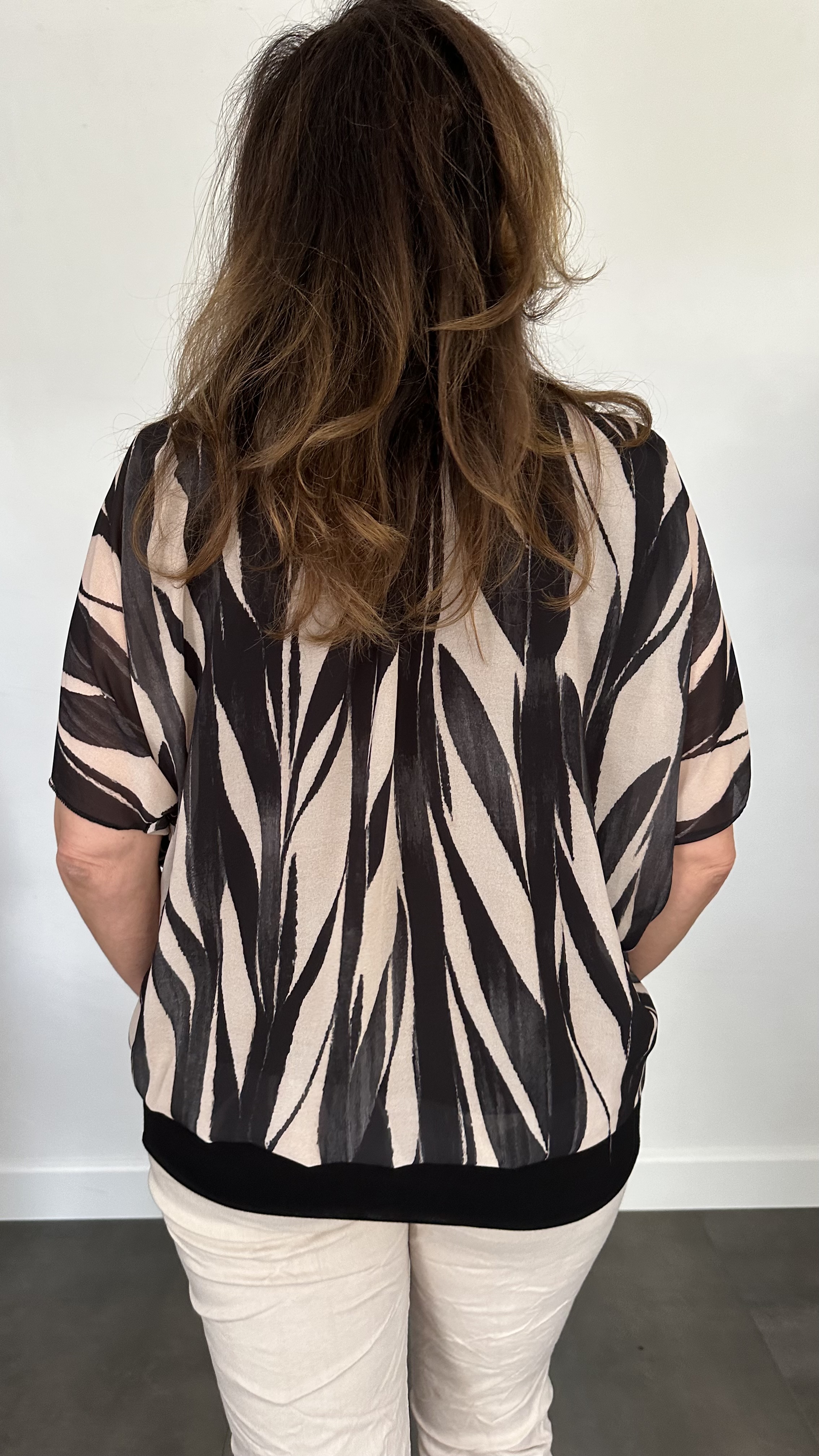 Blouse met boord bamboe zwart