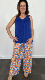 Plissé broek met wijde pijp TUBE licht blauw SALE