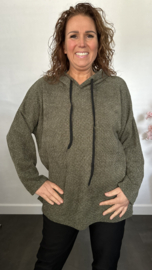 Velvet trui zilver glitter met capuchon Army