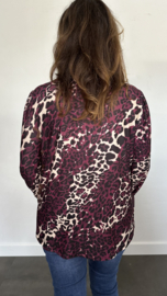 Shirt met gesmokte kraag panter soft aubergine