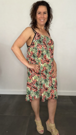Jurkje met spaghettibandjes little palm groen  +SIZE