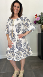 Jurk Bianca lily/flower marine +SIZE