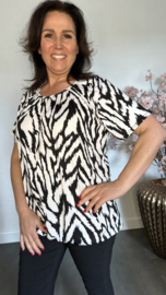 Ballon shirt met elastiek Scratched zebra zwart