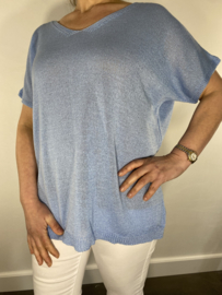 Gebreid truitje Kimmy met korte mouw licht blauw