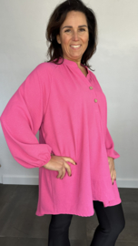 Tuniek met knoopjes crepe +SIZE fuchsia