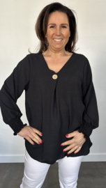Shirt Nina crepe zwart (lange mouwe)