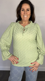 Top Laila met ruche licht groen