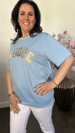 Sweatshirt J'adore panter/ bling IJsblauw