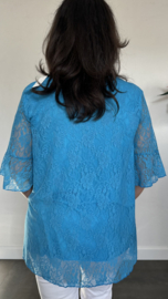 Kanten blouse Ilse +SIZE turquoise