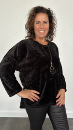 Fluffy trui met ketting zwart SALE