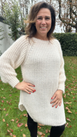 Lange grof gebreide trui Donna ecru