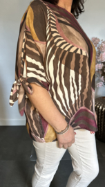 Blouse Selma met strikjes Bruin