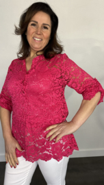 Kanten blouse Kyra 2-delig fuchsia