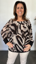 Blouse met boord lange mouw +Size Extra Lava zwart