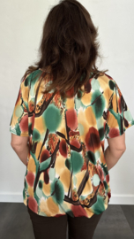 Ballon shirt met elastiek spots groen (+size)