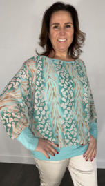 Blouse met boord panter tijger mint