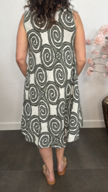 Linnenlook jurk Lenny-Cirkels army