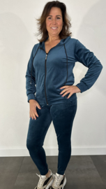 2-Delig velvet comfy pak met rits petrol