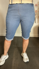 High waist denim BERMUDA jogger met Gratis riem