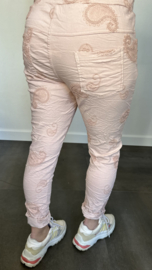 Joggjeans paisley geborduurd roze
