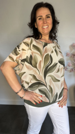 Blouse met boord Leaves army