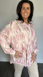 Soft shirt met v-hals en pofmouw Aztec Roze