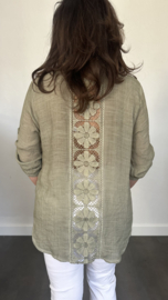 Blouse Alicia met pailletten en kant army