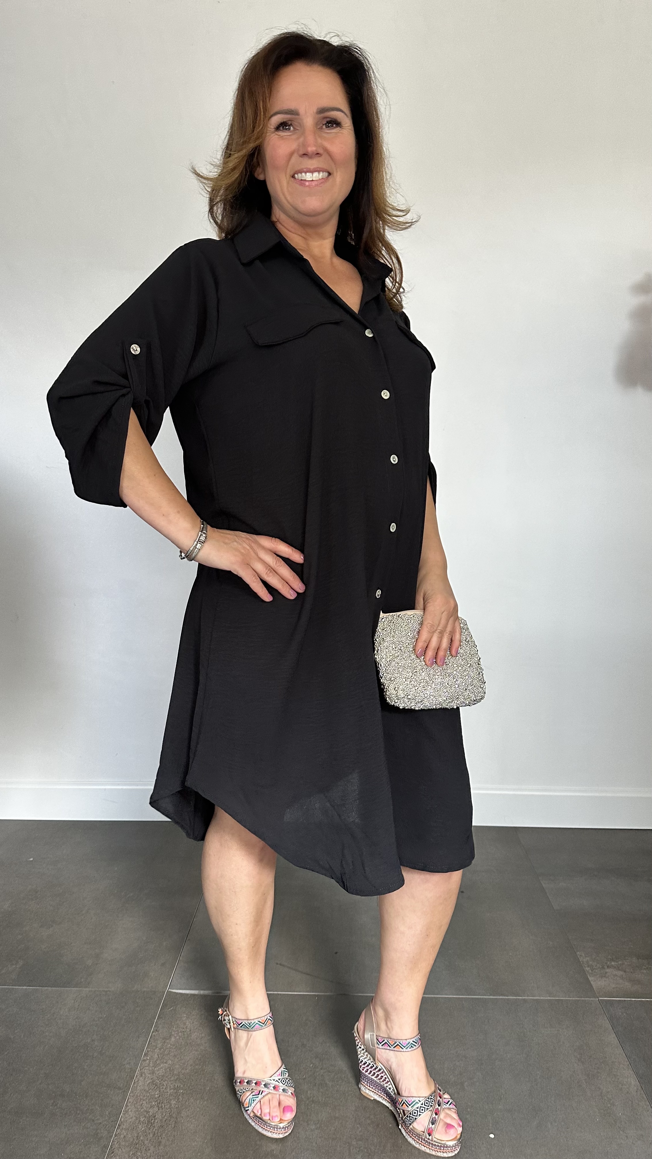 Blouse/ jurk crepe zwart