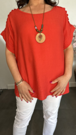 Shirt Nora kant +ketting Rood