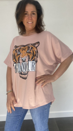 Oversized t-shirt Glamour roze