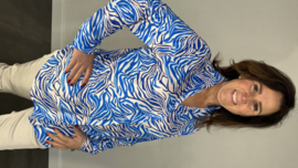 Stretch blouse travel zebra kobalt