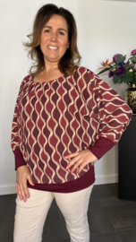 Blouse met boord wavy bordeaux